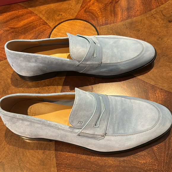 Mens Bally Light Blue Windsor Suede Loafers . - Picture 3 of 4
